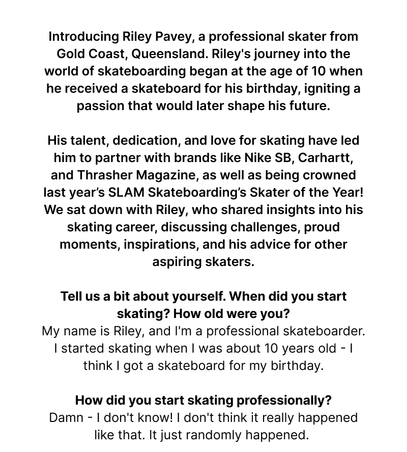 Get to know Riley Pavey